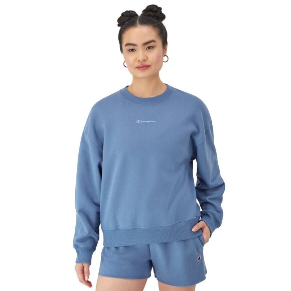 Champion Women's Powerblend Fleece Crewneck Sweatshirt BLUE Size M MSRP $50 - Picture 1 of 1